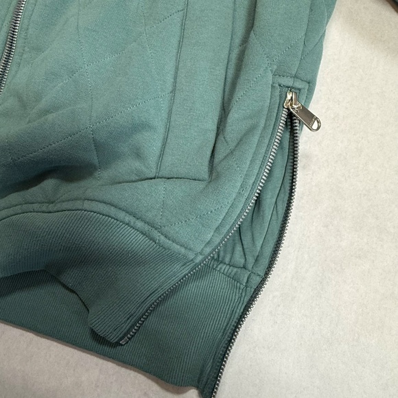Athleta | Retroplush Bomber Jacket Deep Ocean Teal Small ***NEW*** - Picture 5 of 11